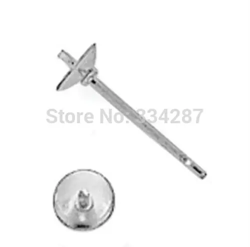 

925 Sterling Silver 3mm Pearl Cup Earring Post 10 pcs