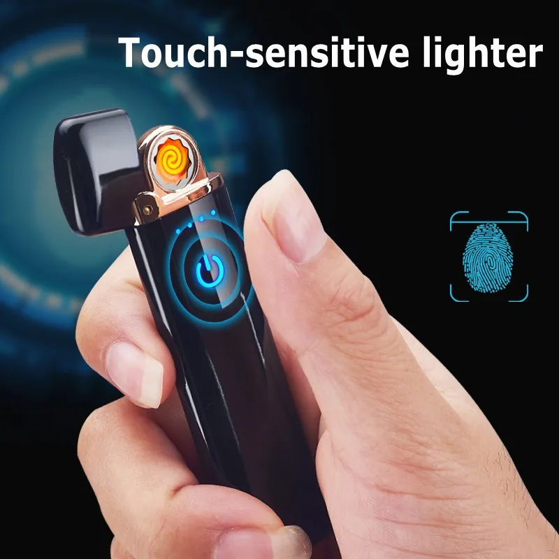 

USB lighter Electronic Arc Cigarette Lighter Rechargeable touch screen switch lighter gifts Windproof for men and women
