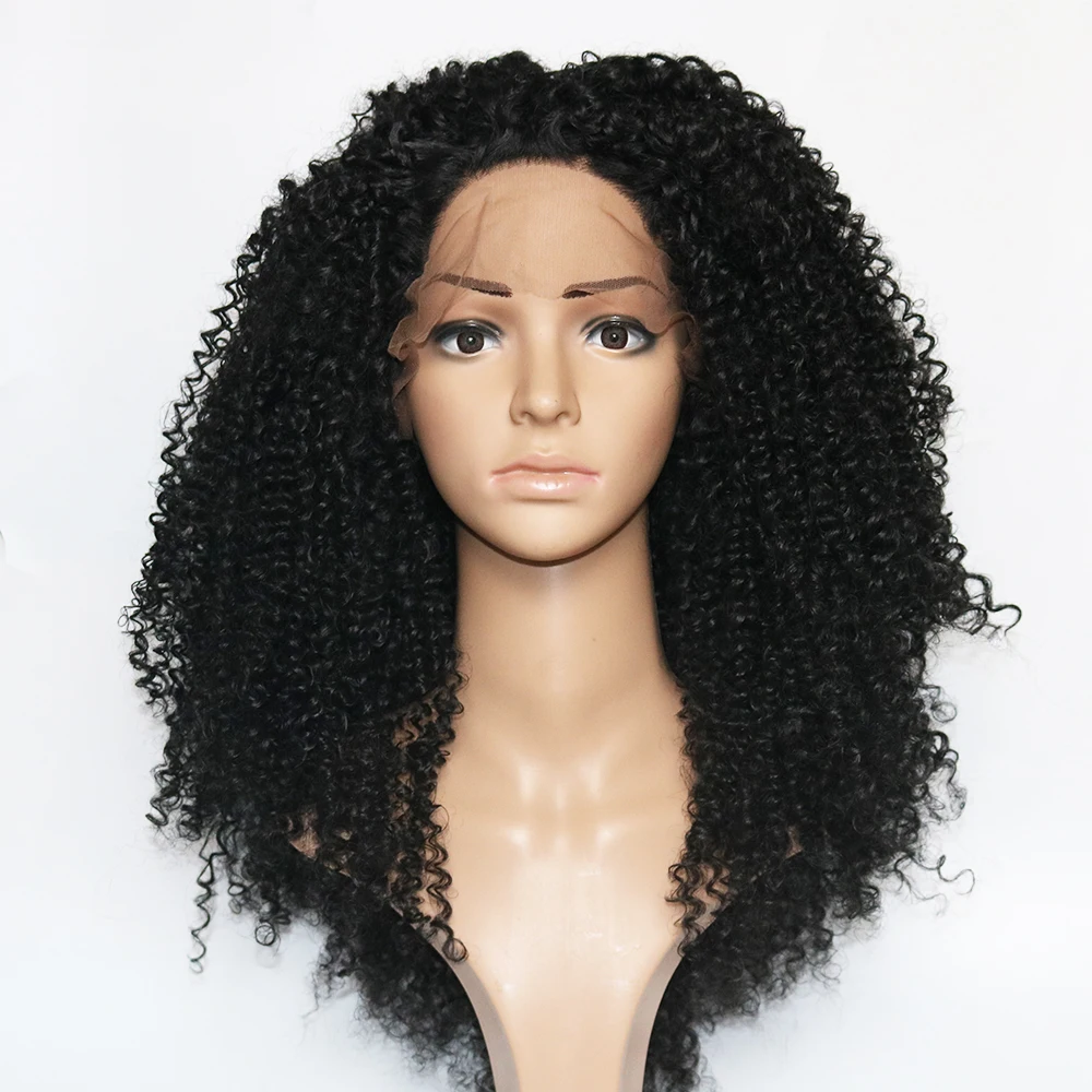 Fantasy Beauty Cheap Heat Resistant Lace Front Wigs For Women Afro Kinky Curly Lace Wigs Fiber Heavy Density Black Pre Plucked
