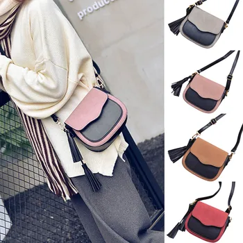 

Vintage Tassel Pendant Shoulder Bags Woman Mini Trendy Retro Shoulder Bag Locomotive Colouring Crossbody Bags Sac