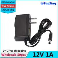 Wholesale 50pcs/Lot AC DC 12V Power adapter 12V 1A power supply adaptor With IC Protection US UE Plug DHL Free shipping