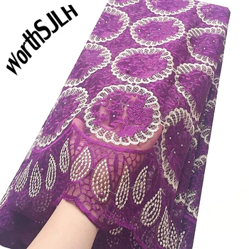 

WorthSJLH Magenta Beaded French Lace Fabric 2019 Bridal Swiss Nigerian Lace Fabrics African Latest Lace Fabric For Women Dresses