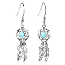 XIYANIKE 925 Sterling Silber Nationalen Stil Retro Blatt Anhänger Ohrringe Design Kreative Blau Perlen Feine Ohr Schmuck Frauen Geschenk