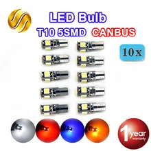 Flytop 10 x T10 CANBUS 5SMD 5050 SMD безотказная автомобильная лампа W5W 194 светодиодный светильник авто задний светильник белый синий желтый красный цвет CAN BUS