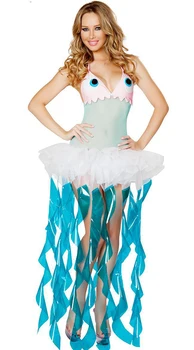 

Mermaid tail cosplay costume Adult Halloween Costumes for women Ocean Jellyfish costume for girls sexy fancy dress Game clothes