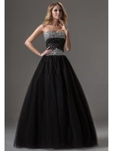 Poofy Schwarz Lange Ganzkörperansicht Trägerloser Schatz Bördelte Pailletten Ballkleid Korsett 2016 Senior Cocktail Prom Kleider