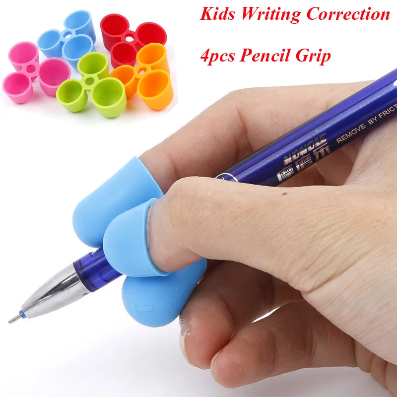 

4Pcs/Set Pencil Grip Ergonomic Writing Aid for Kids Learning Hold Pen Writing Posture Correct Fit on Pencil Pen Crayon Drawing