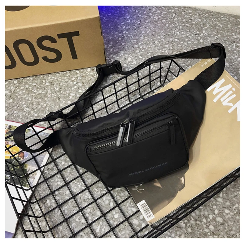 Fashion Fanny Pack Black Waterproof Money Belt Bag Men Purse Teenager's Travel Wallet Belt Male Waist Bags Crossbody Chest Bag