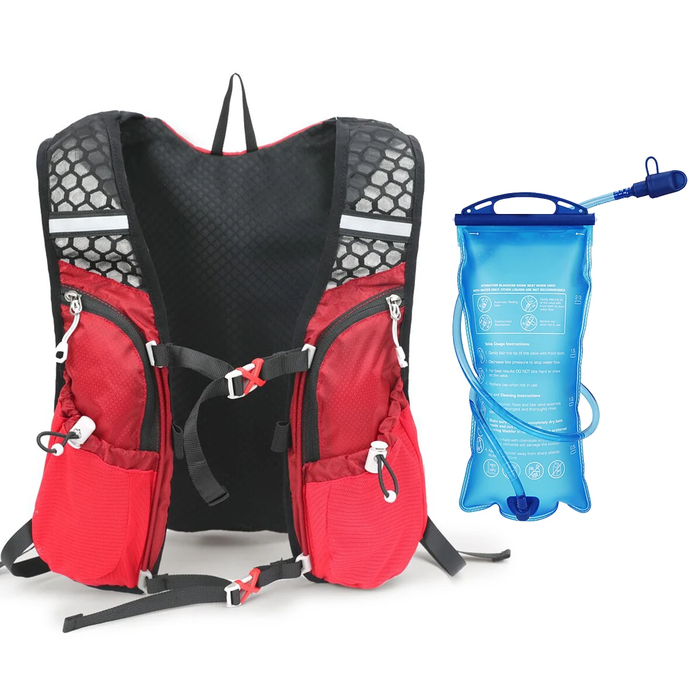Гидратационный рюкзак с 2, Л., Супер Легкий дышащий гидратационный жилет для бега на открытом воздухе, велоспорта, альпинизма - Цвет: with water bladder