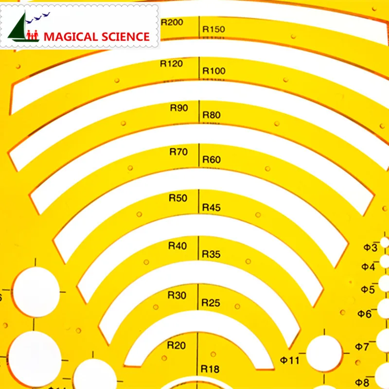 Большой Arc шаблон дугообразная рисунок линейка пластиковые дизайн шаблона для студентов гибкие JSH4369