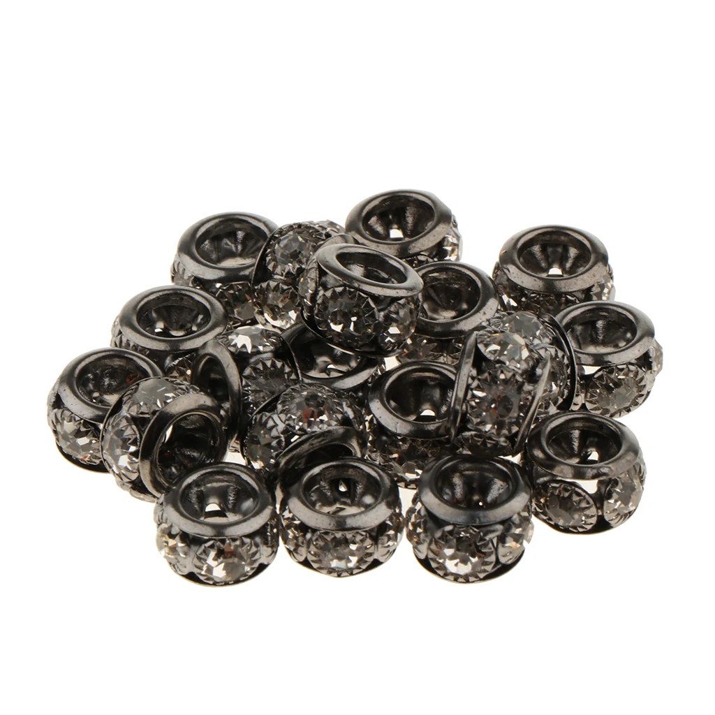 20PCS Big Hole European Beads Rondelle Rhinestone Loose Spacer Crystal Beads Fit Necklace Bracelet DIY Finding