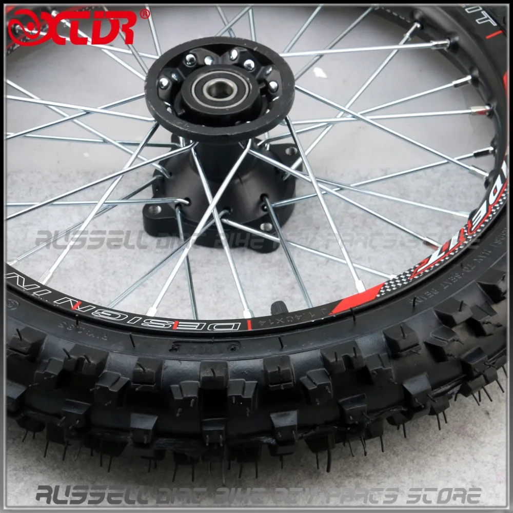 Передние 14-дюймовые колеса для велосипеда ямы GuangLi 60/100-14 черные диски из алюминиевого сплава с 32 отверстиями спицы KTM CRF PRO KLX YZF 110cc
