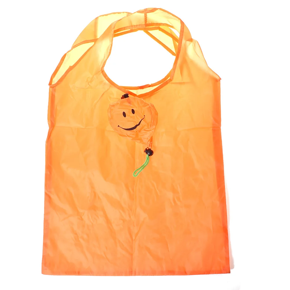 

1pc Outdoor Orange Smiling Face Nylon Waterproof Folding Shopping Bag Eco Foldable Reusable Handbag Grocery Storage Bag