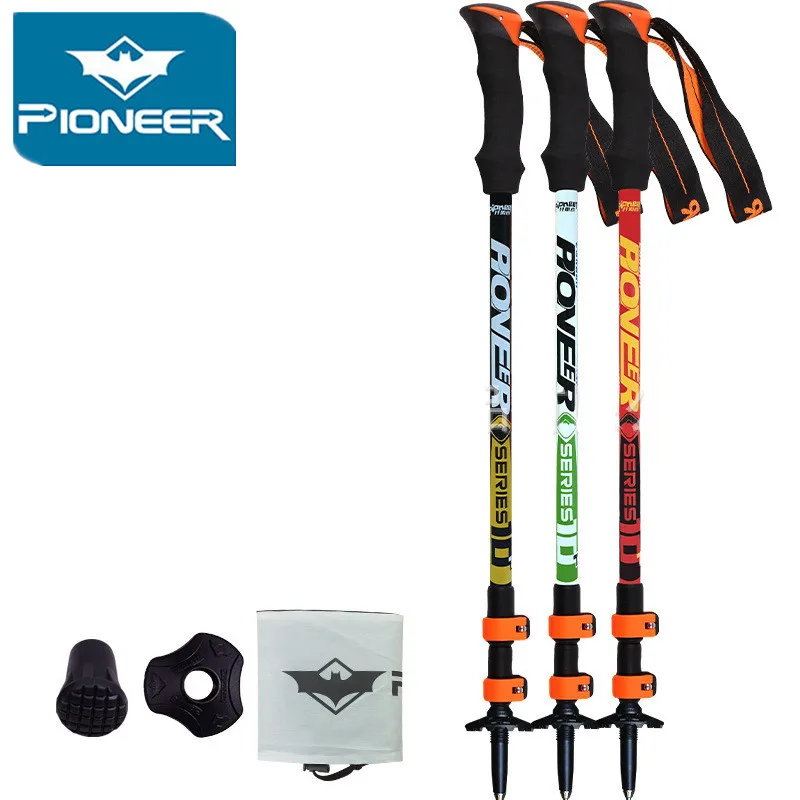 Pioneer ультра-легкие Регулируемая Кемпинг Пеший Туризм Прогулки Trekking Stick альпенштоком углеродного волокна восхождение Лыжный Спорт Поход полюс 1 шт. - изображение