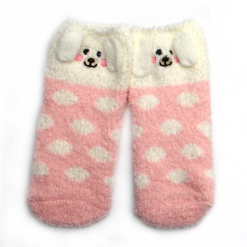 5Polar Fleece Women Socks Super Warm Comfortable Christmas Men Floor Socks with Rabbit Sheep Dot Parents and Children Socks