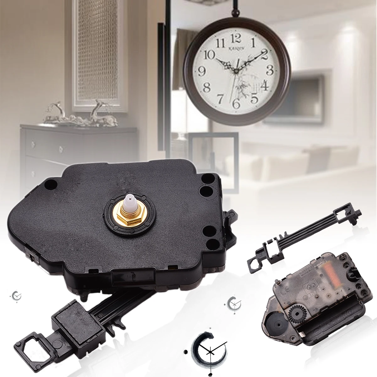 Replacement Quartz Pendulum Clock Movement Kit Mechanism Motor and Hanger Swing Clock DIY Watch Repair Tool