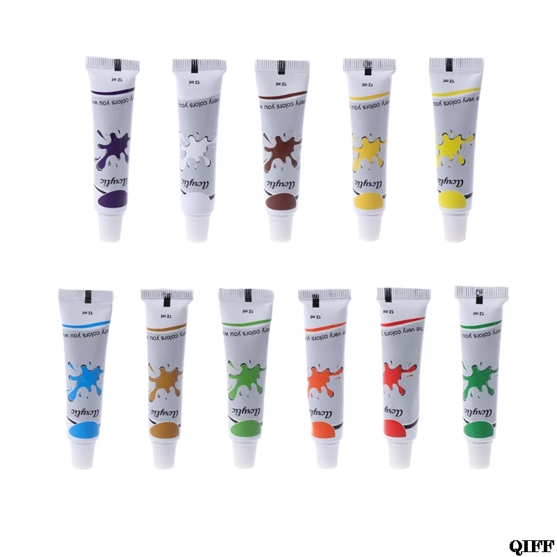 

Drop Ship&Wholesale 12 Color Acrylic Paint Set 12 ml Tubes Artist Draw Painting Pigment Art Supply APR28
