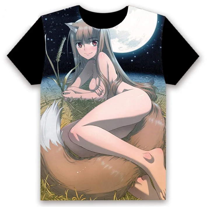 Аниме футболка Spice and Wolf Holo Косплей короткий рукав Женская Мужская черная футболка Повседневная летняя футболка Otaku - Цвет: 19