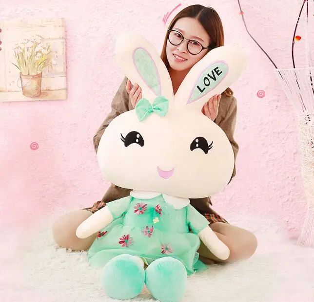 

creative toy skirt rabbit plush toy cartoon rabbit large 130cm love rabbit soft doll sleeping pillow Christmas gift b1208