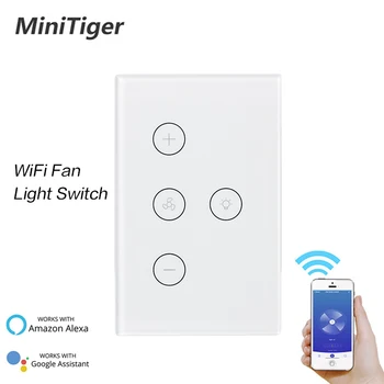 

Smart Life Tuya Wifi Alexa Wall Touch Switch Fan/Light APP Remote Control Touch Switch Smart Google Home Light Switch AC100-240V