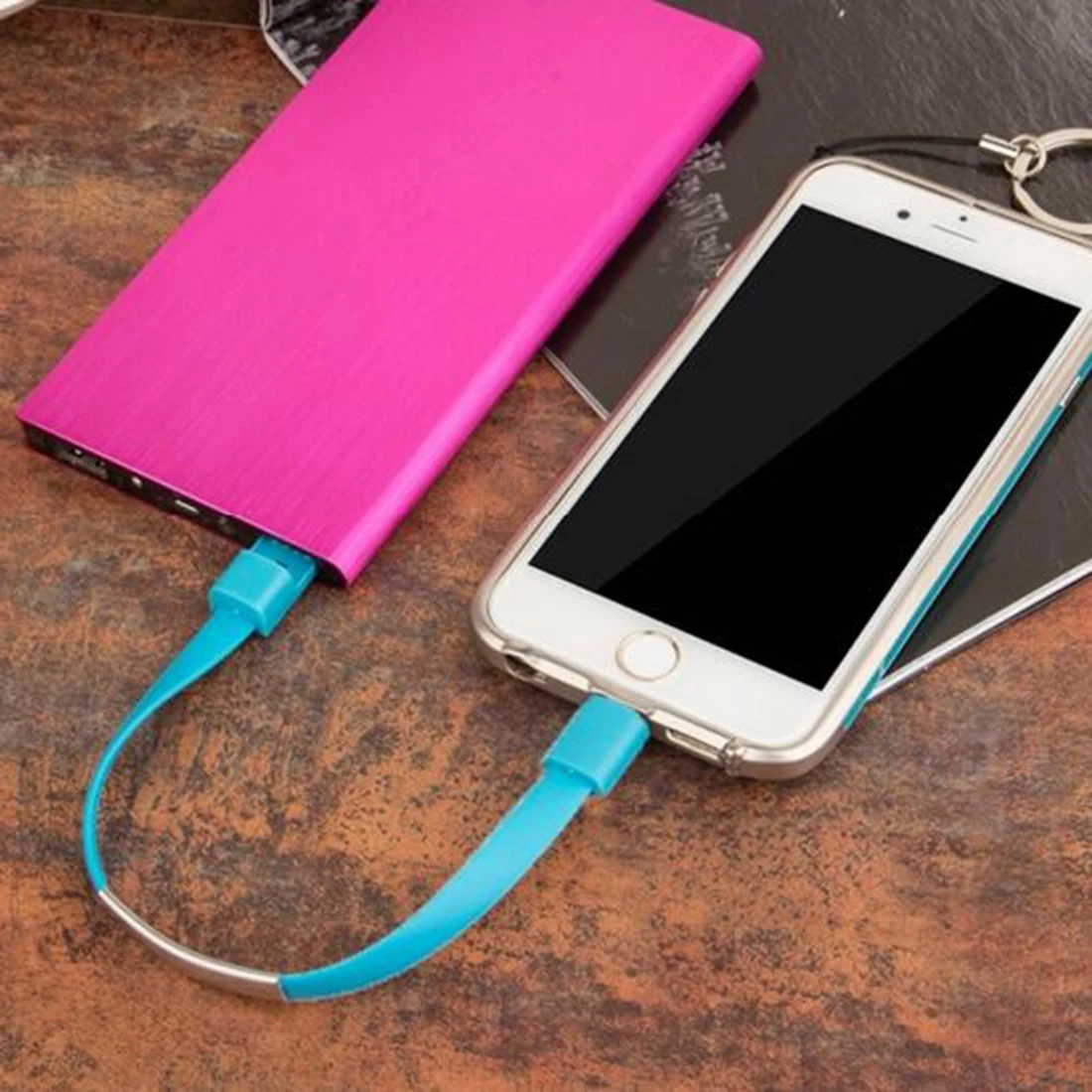 Высокое качество открытый красочные мини микро USB браслет зарядное устройство