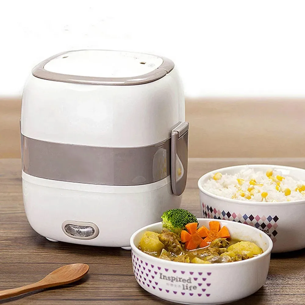 

Electric Heating Lunch Box 2 Layers Ceramic Food Container Lunchbox Bento Meal Warmer Heater Mini Rice Cooker Steamer EU US