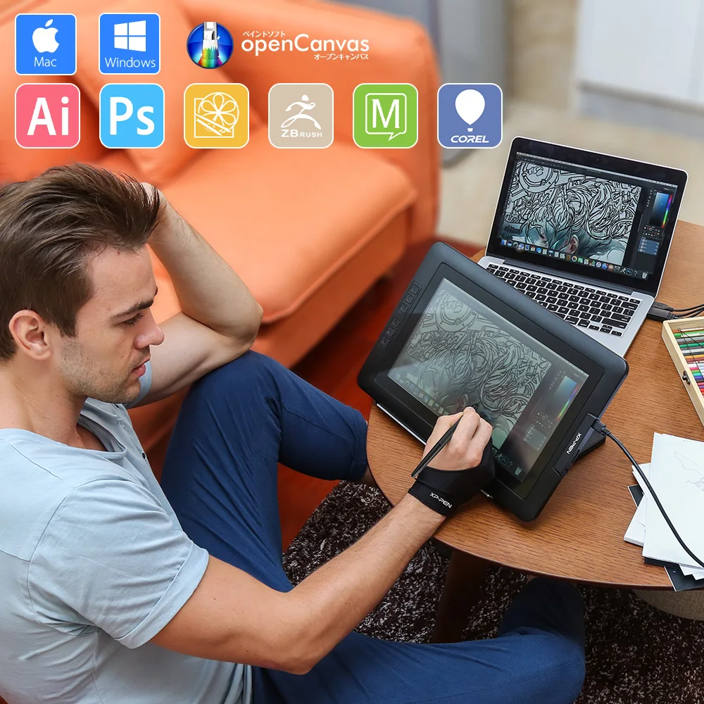 XP-Pen Artist13.3V2 13," ips графический монитор для рисования ручка планшет ручка дисплей с чистым набором и перчаткой для рисования