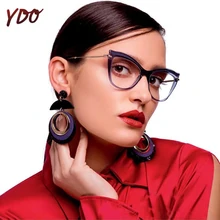 YDO очки оправа Женская мода кошачий глаз очки оправа анти голубой свет очки с прозрачными защитными стеклами Близорукость Оптические поддельные очки