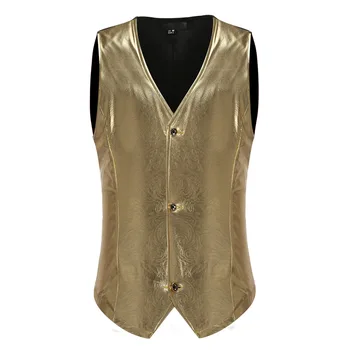

Mens Gold Gothic Waistcoat Vest 2019 Brand New Slim Fit Single Breasted Dress Vest Men Nightclub DJ Prom Wedding Vests Chaleco