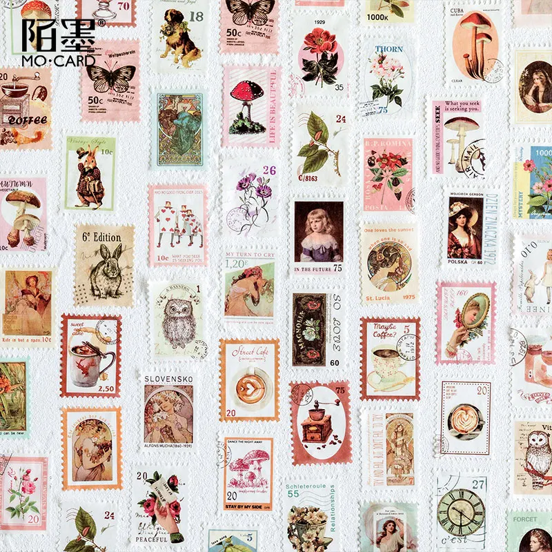 

Vintage post office Plant/Retro Girl/Alice/Mushroom/Coffee/Fairy Tale decoration washi tape DIY scrapbooking masking tape