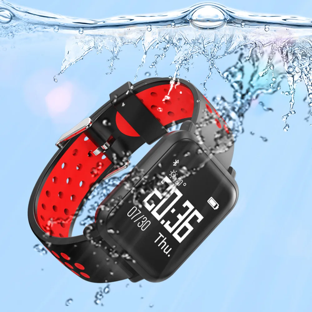 

2019 Newest Men Women Deep Waterproof Sports Fitness Smart Bracelet Heart Rate Blood Pressure Blood Oxygen Sleep Monitoring #A