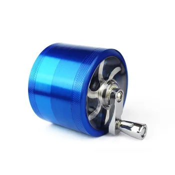 

RU-OLDFOX High Quality Four-layer Metal Stainless Steel Herbal Tobacco Grinder Hand-operating Crank Smoke Muller Sale cf0023