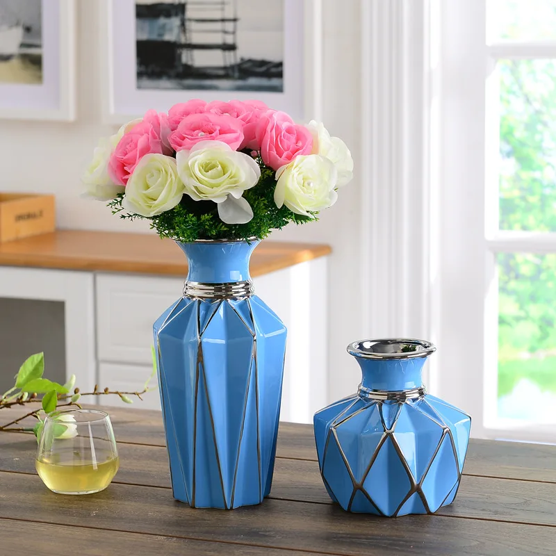 Elegant Flower Vase Ceramic Modern Desk Vases Home Decor Flowerpot Gold