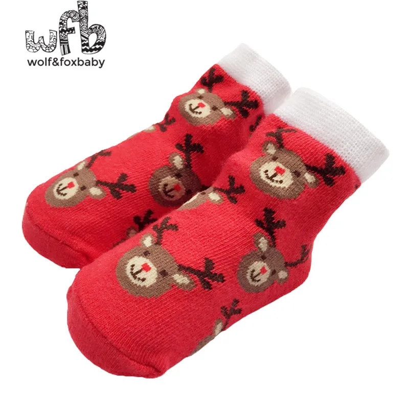 Retail 0 2 years baby elk jacquard Christmas socks cotton spring autumn