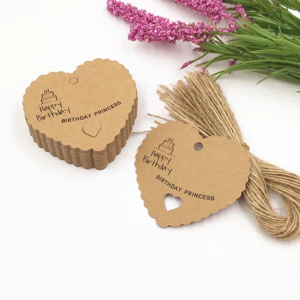 200pcs/lot 6.5*6cm Cute Heart Shaped Paper Tag Gift Box Tags Wedding