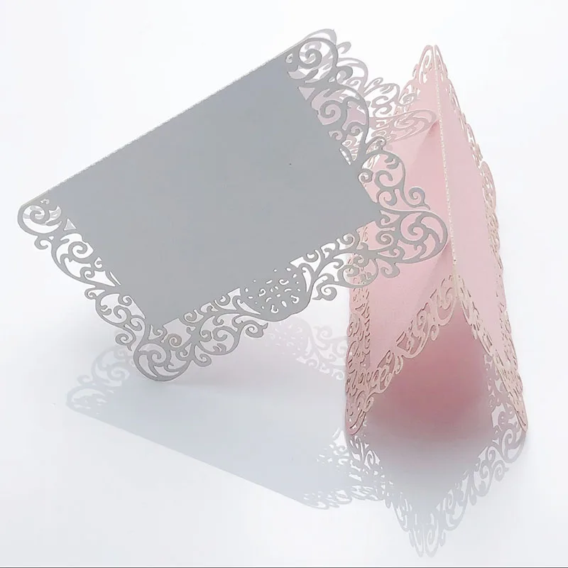 50pcs Pearlescent Lace Name Place Cards Wedding Decoration Table Decor Table Name Message Greeting Card Event Party Supplies