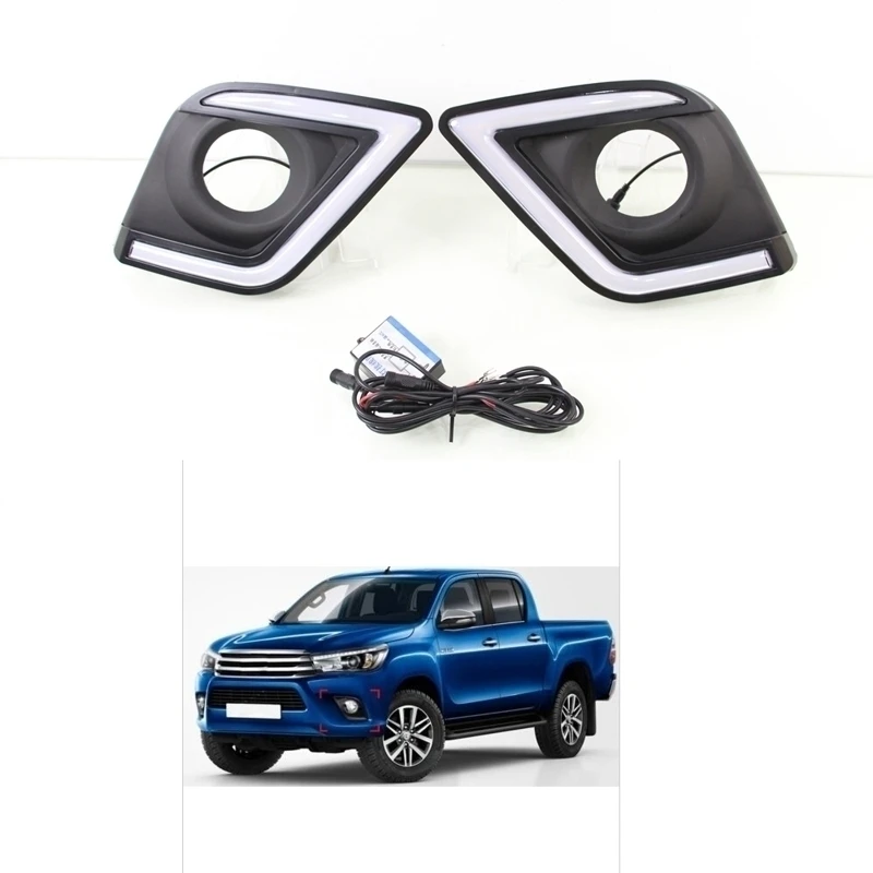 

1 Set High quality Car DRL Daytime Running Light front daylight LED fog lamp waterproof for TOYOTA HILUX REVO VIGO 2015-2016