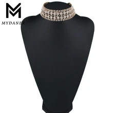 2017 Fashion Luxury Shiny Crystal Choker Fashion Rhinestone Hollow Flower Short Clavicle Necklaces for Women Jewelry