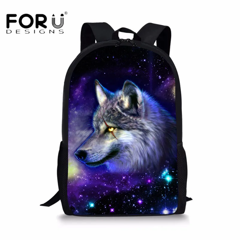 FORUDESIGNS Universe Galaxy школьные рюкзаки в виде животных для детей большой емкости подростков мальчиков девочек Bookbag 3D Волк Сова Печать Рюкзаки - Цвет: CC3196C