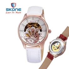SKONE 2017 Women’s Automatic Self-Wind Mechanical Watch Leather Band Ladies Fashion Casual Relojes Mechanical automatic mujeres