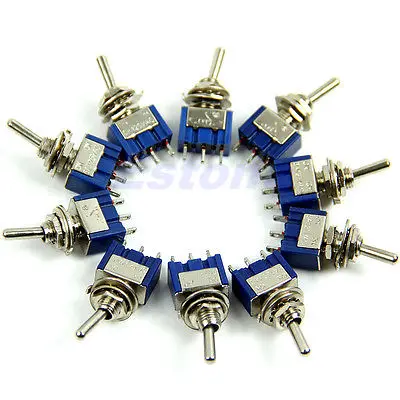 

10pcs/lot 3-Pin SPDT ON-ON Mini Toggle Switch 6A 125VAC Mini Switches Z25 Drop ship