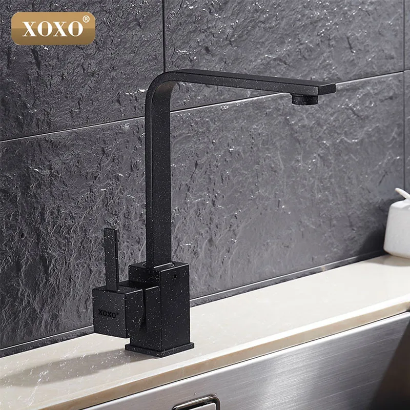  XOXO Free Shipping Polished Black Brass Swivel Kitchen Sinks Faucet 360 degree rotating Kitchen Mix - 32779404729