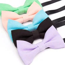 Детские галстуки-бабочки из хлопка, однотонные вечерние аксессуары для мальчиков и девочек с бантиком, мужские Регулируемые официальные свадебные галстуки с бабочкой