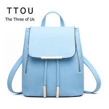 Pu-leder Mädchen Rucksack Für Teenager Solide Top-griff Frauen Bag Sac a Dos Fille Klassische Mochila Escolar Feminina TTOU
