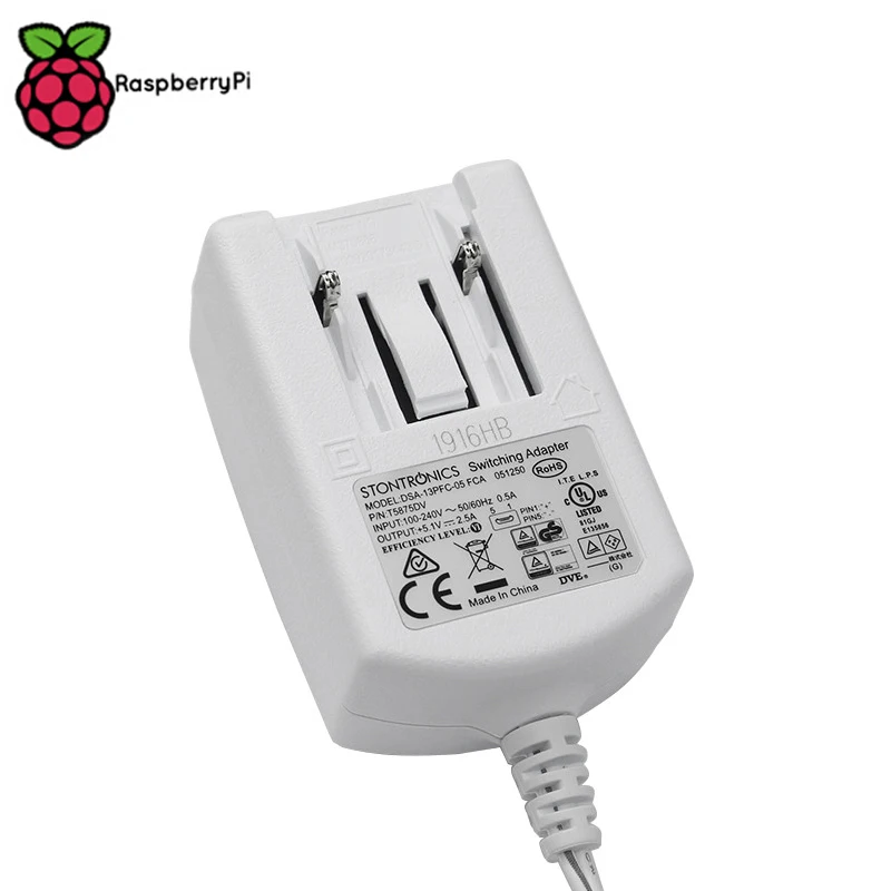 Power Adapter Official Power Adapter for Raspberry Pi 3 Model B+ 5.1V 2.5A Power Charger with US UK EU Plug Charger for RPI 2B 3B 3B+ Zero