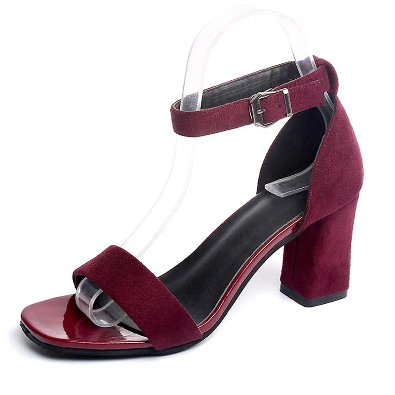 

Women Sandals Summer Shoes 2019 Ankle Strap Heels Women Open Toe Chunky High Heels Party Dress Sandals Big Size 40