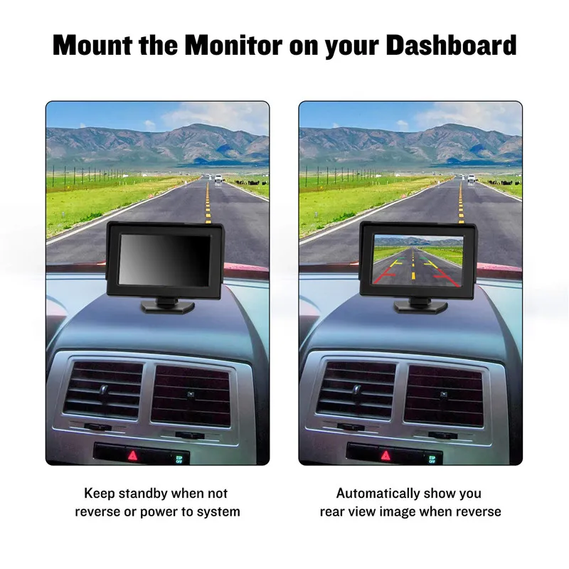 YuanTing Auto Backup Rear View Camera Night Vision Kit with 4.3" TFT LCD Car Monitor Screen Parking Assistance System DC 12V