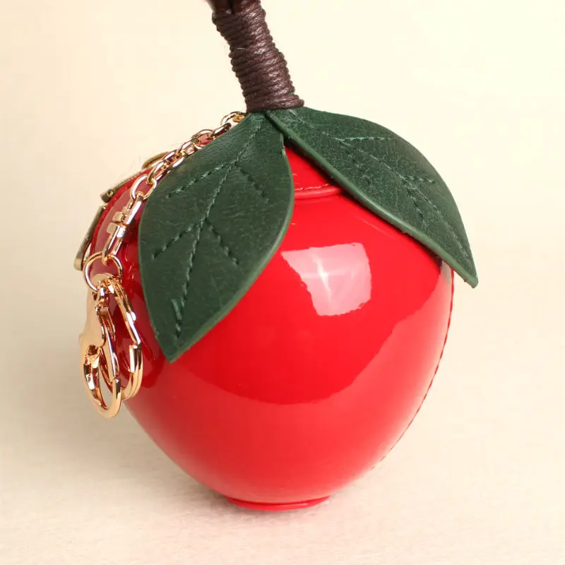 3D Милый Apple искусственная кожа на молнии мини кошелек для монет брелок маленький