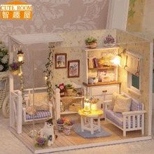 Assemble DIY Doll House Toy Wooden Miniatura Doll Houses Miniature Dollhouse toys With Furniture LED Lights