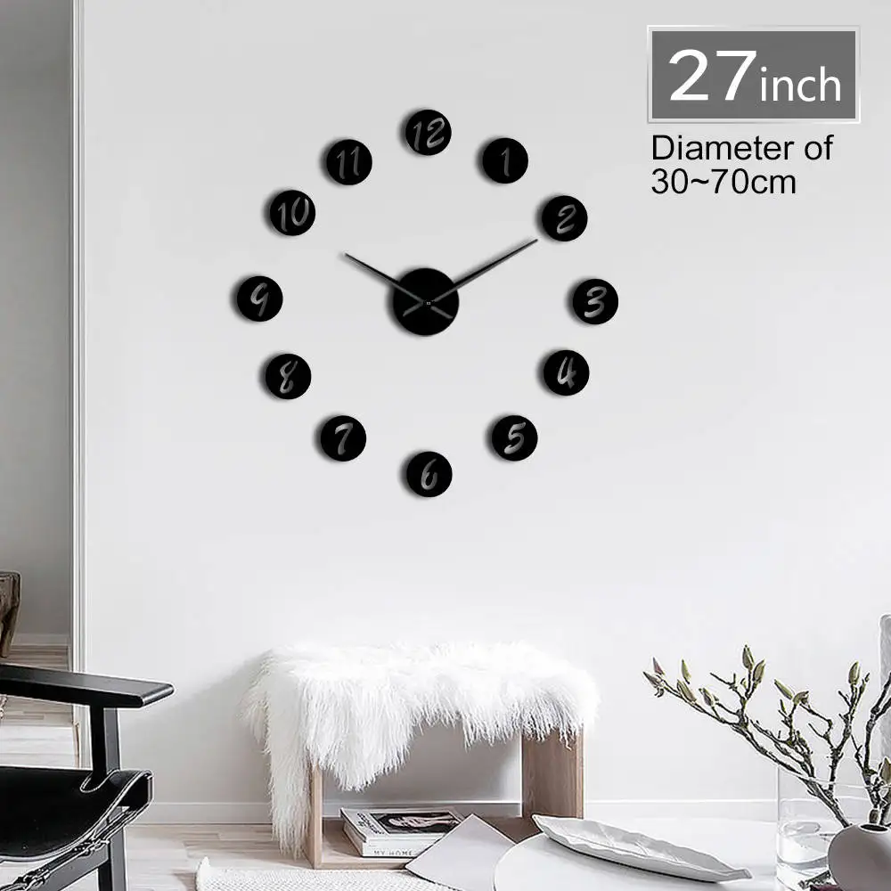 

Circle Number Set Mirrors Surface Acrylic Simple 3D DIY Wall Clocks Classic Arabic Numerals Wall Stickers Clock For Living Room